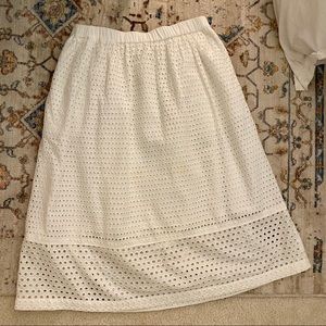 J. Crew White Eyelet Skirt w/ Pockets | Size 0